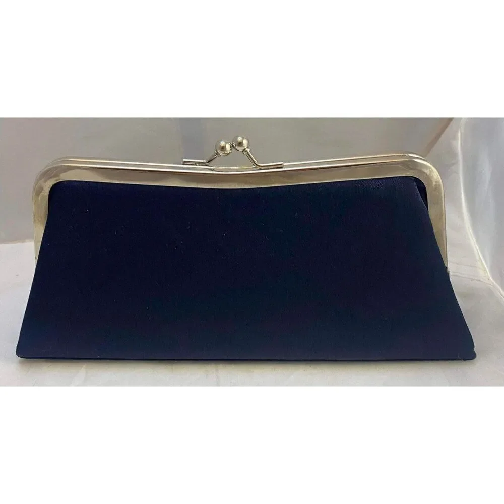 #4666 Bijoux Turner black satin clutch with shoulder strap